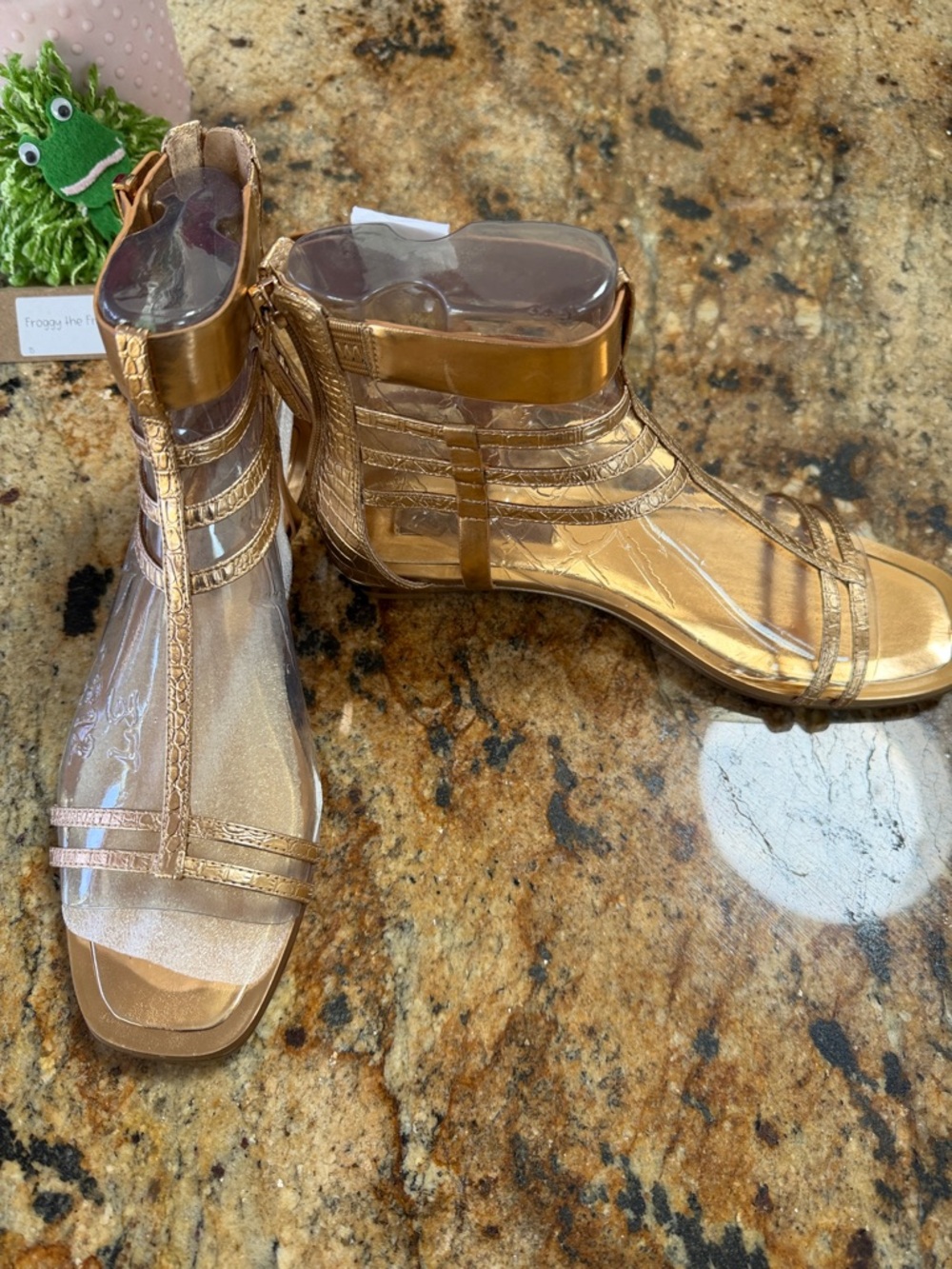 BCBGMaxAzria Metallic Rose Gold Strappy Gladiator Sandals